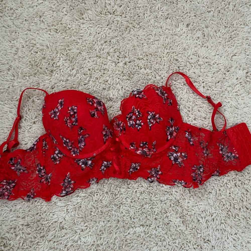 Red lace bra